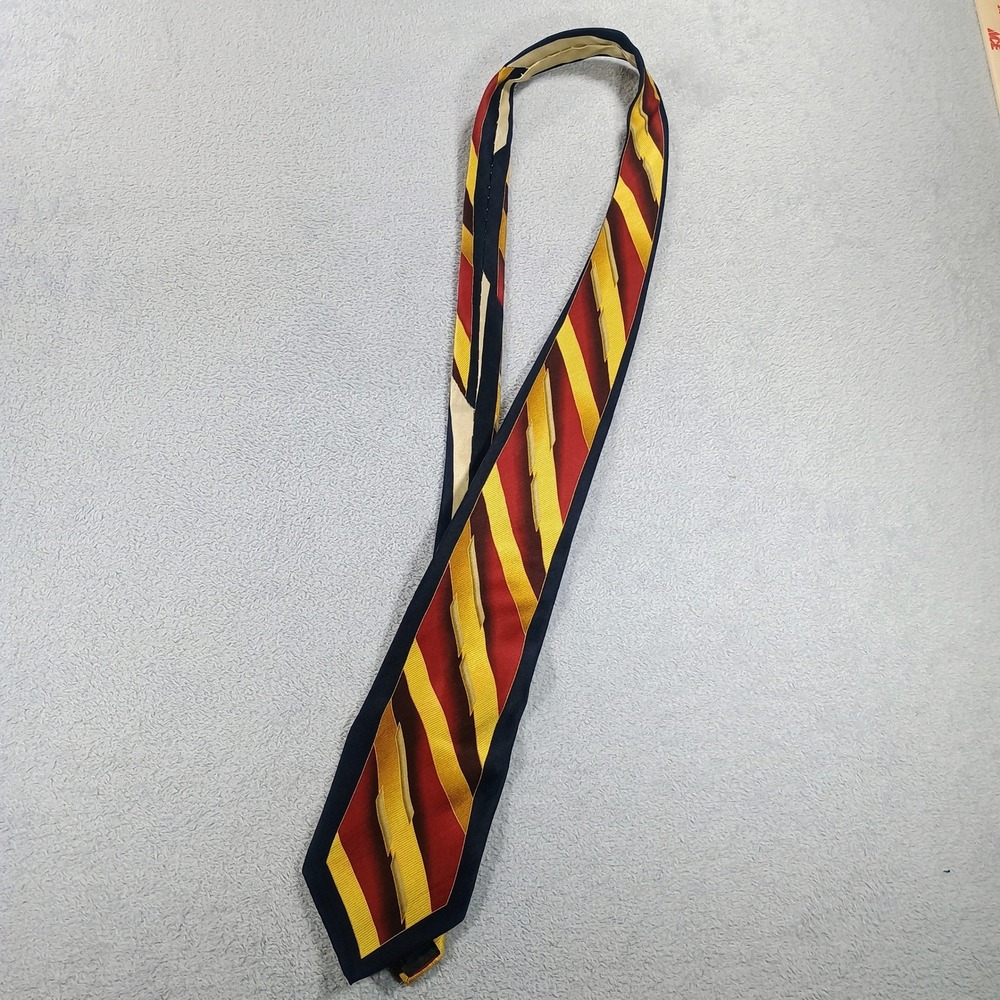 Gray Wolf Trading Company Mens Silk Necktie Red Gold Striped OS Hand Sewn Tie